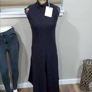 Elegant Sleeveless asymmetrical Black Dress